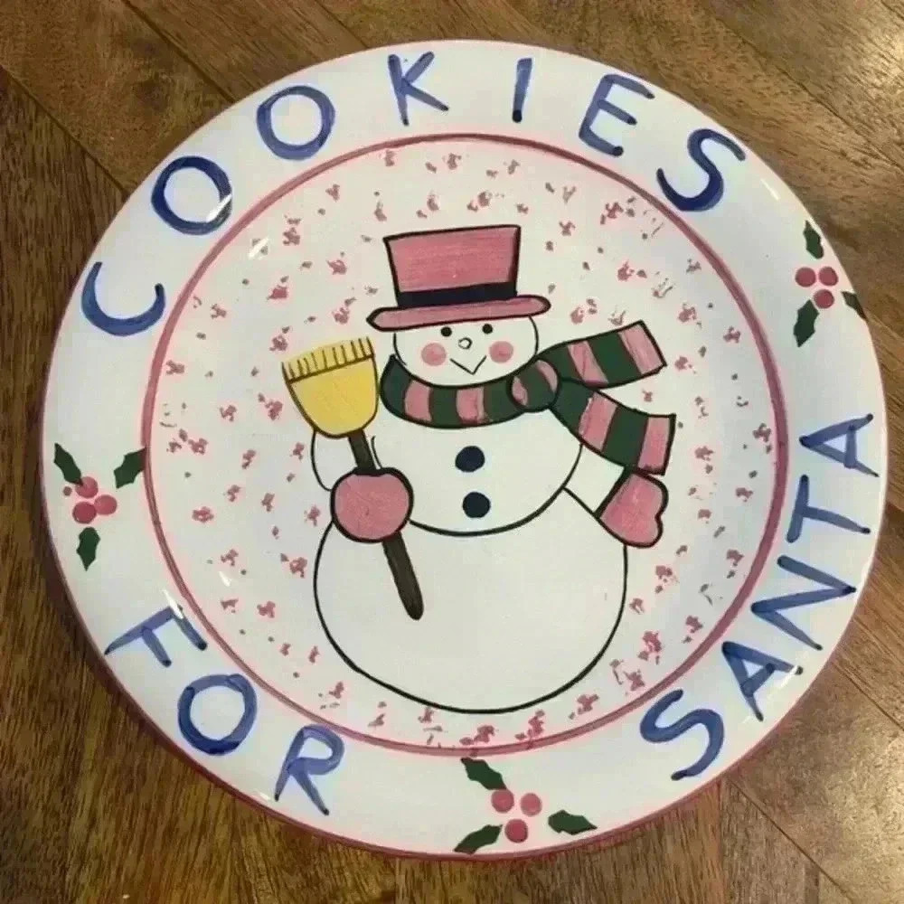 Cookies for Santa snowman plate 8in